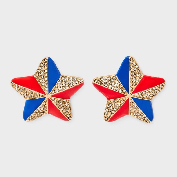 Jewelry - Star nwt SUGARFIX by BaubleBar American Beauty Statement Earrings - Red/Blue